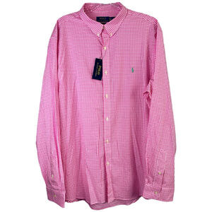 Polo Ralph Lauren 2XL Pink White Gingham Check Long Sleeve Button Down Shirt NWT